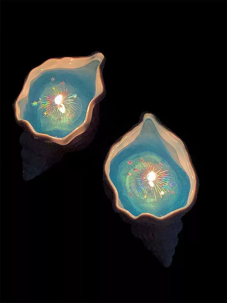 Midnight Fireworks – Iridescent Seashell Scented Candle & Sculptural Coastal Decor