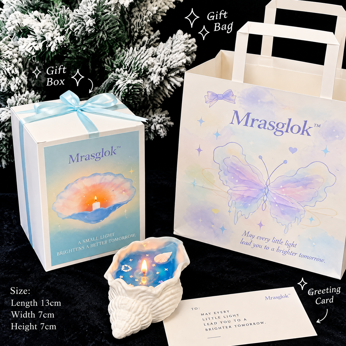 Midnight Fireworks – Iridescent Seashell Scented Candle & Sculptural Coastal Decor