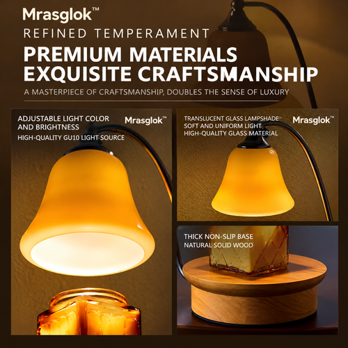 Caramel Glow – Amber Glass Candle Warmer Lamp & Minimalist Bedside Fragrance Light